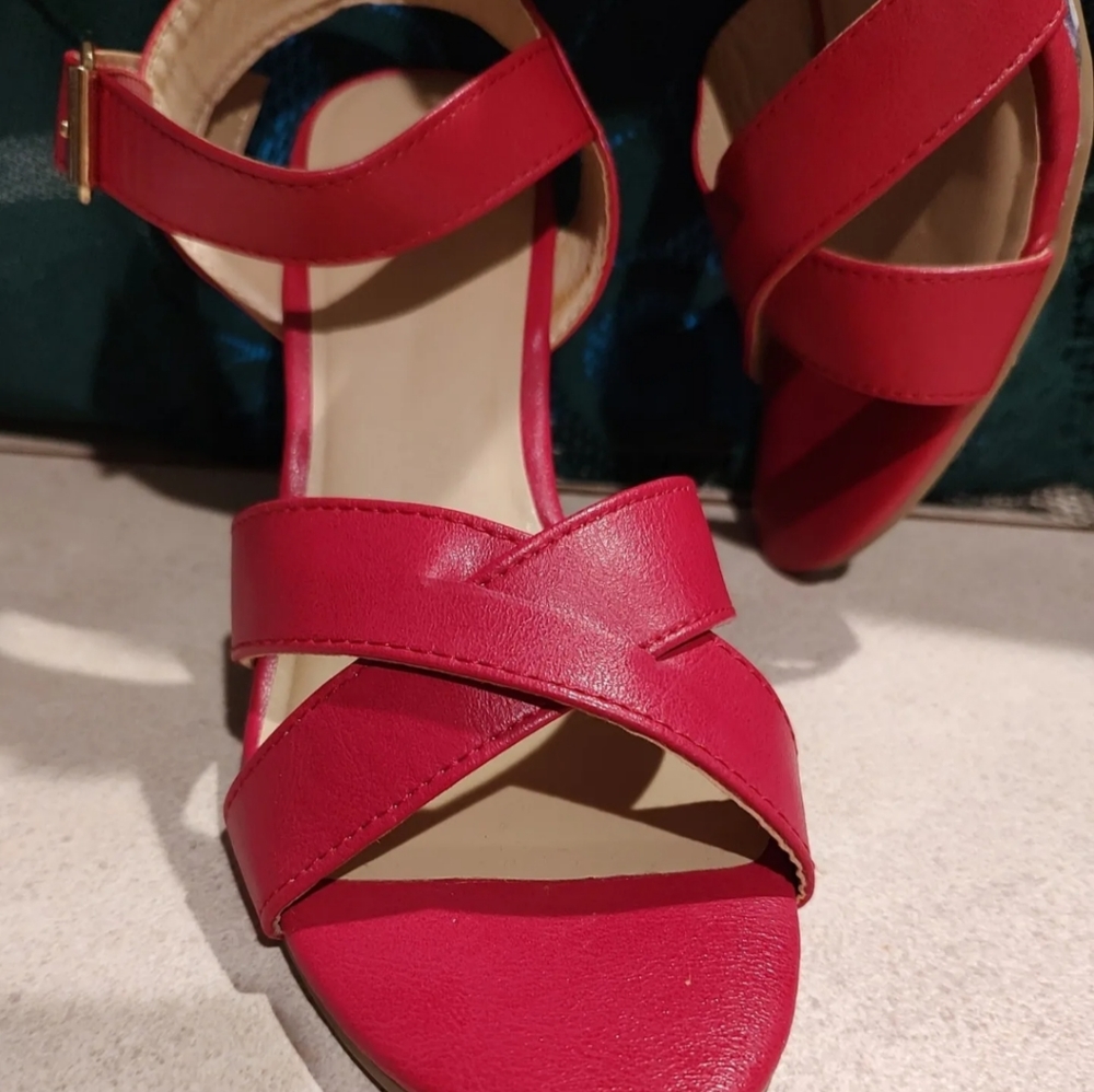 Cushion Walk Floral Print Wedge Sandals Pink/Rose US 8 Open Toeankle strap